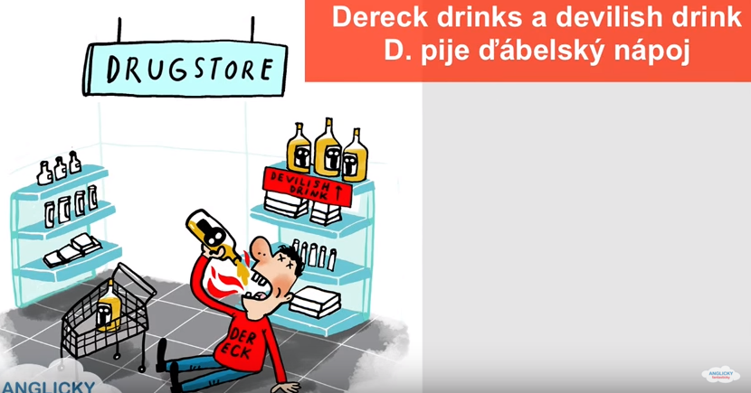 Dereck drinks a devilish drink in a drugstore Dereck drinks a devilish drink in a drugstore