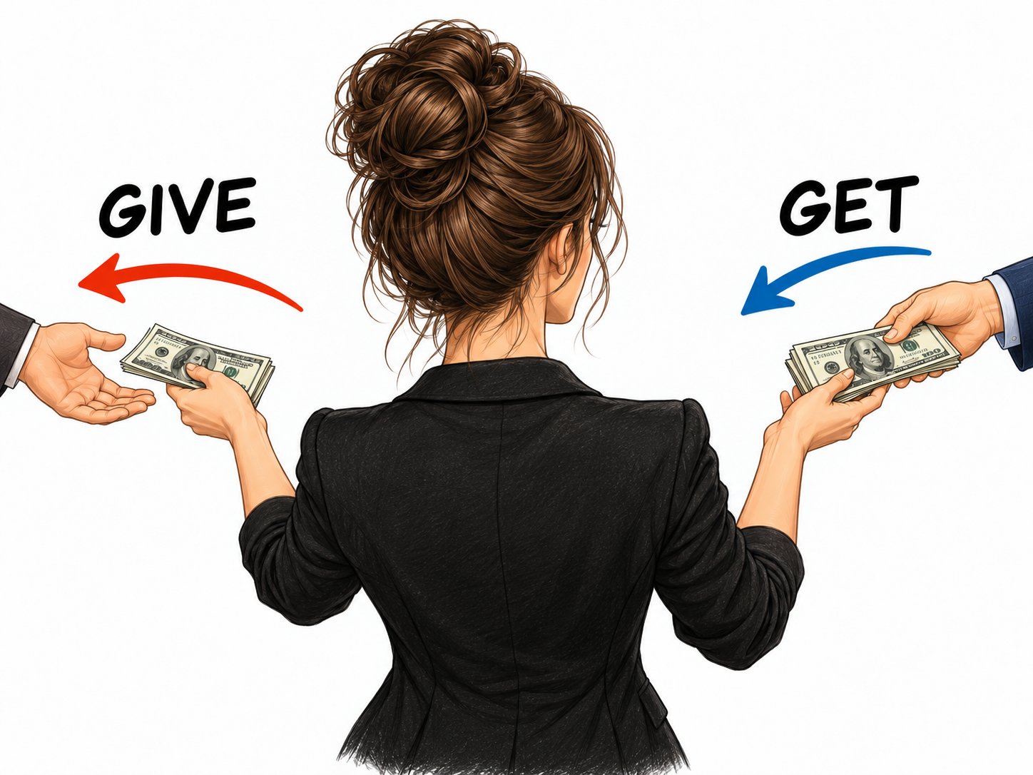 When a mnemonic cues the wrong word, this spatial cue separates GET from GIVE: receiving money versus giving it away. When a mnemonic cues the wrong word, this spatial cue separates GET from GIVE: receiving money versus giving it away.